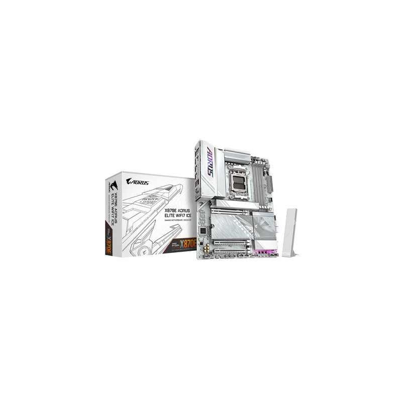 Gigabyte X870E AORUS ELITE WIFI7 ICE AMD AM5 Socket Motherboard  ATX  4x DDR5 Slots  4x M.2 Sockets  Fitted I/O Shield  2.5GbE L