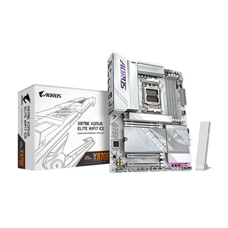 Gigabyte X870E AORUS ELITE WIFI7 ICE AMD AM5 Socket Motherboard  ATX  4x DDR5 Slots  4x M.2 Sockets  Fitted I/O Shield  2.5GbE L