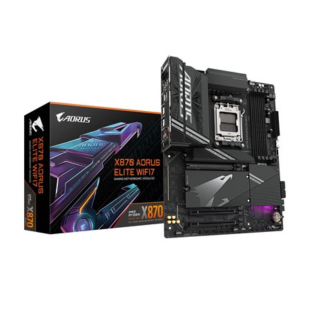 Gigabyte X870 AORUS ELITE WIFI7 AMD AM5 Socket Motherboard  ATX  4x DDR5 Slots  4x M.2 Sockets  Fitted I/O Shield  2.5GbE LAN  W