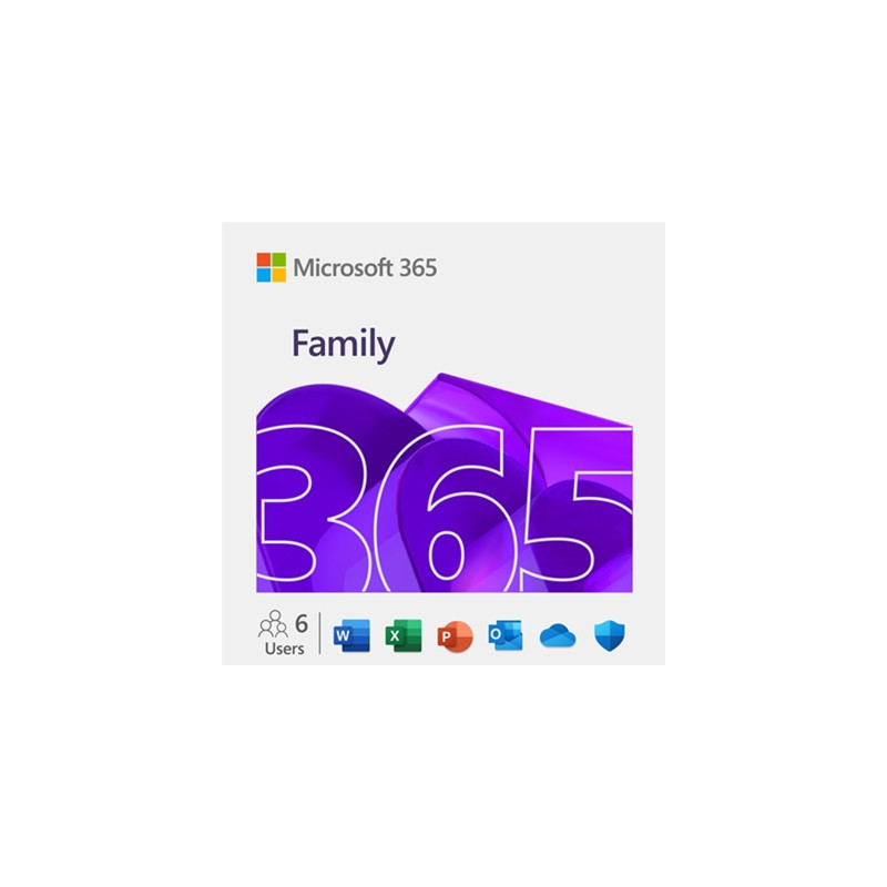 Microsoft 365 Family Medialess Latest Version - 1 Year Subscription 6 Users  up to 5 devices  - Electronic Download ESD