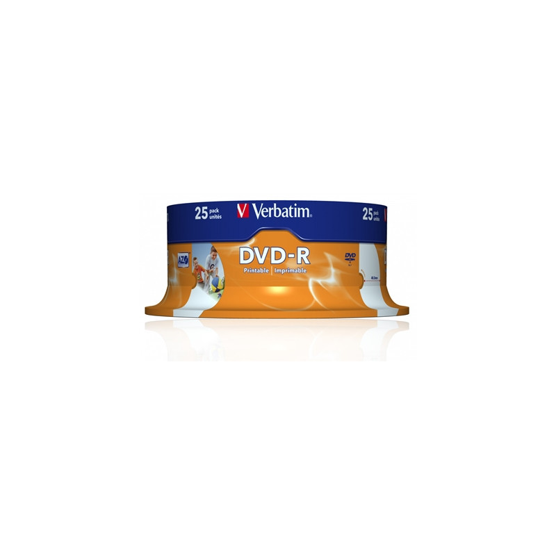 Verbatim DVD-R Wide Inkjet Printable ID Branded 25 Pack Spindle 4.7GB 16X