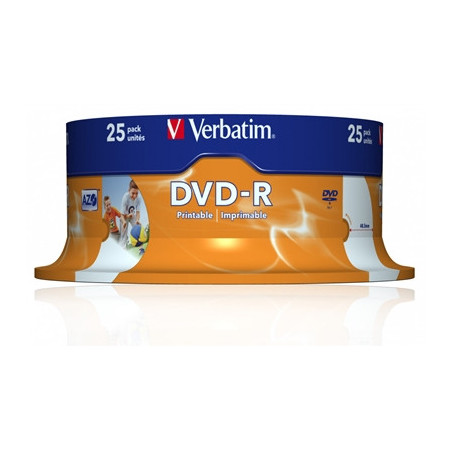 Verbatim DVD-R Wide Inkjet Printable ID Branded 25 Pack Spindle 4.7GB 16X