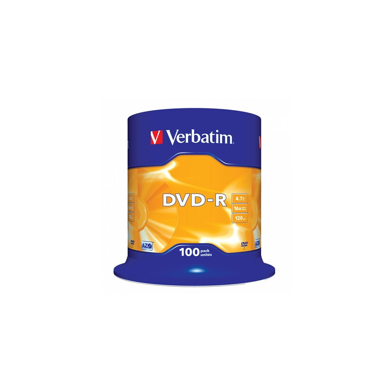 Verbatim DVD-R 16X 100 Pack Spindle 4.7GB Matt Silver