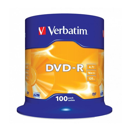 Verbatim DVD-R 16X 100 Pack Spindle 4.7GB Matt Silver