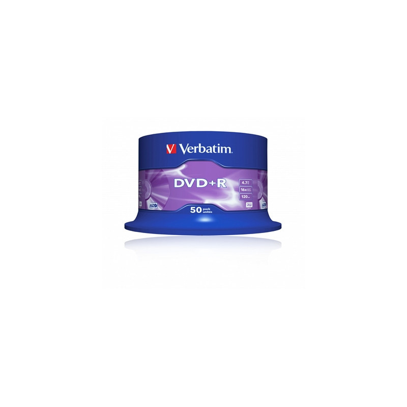 Verbatim DVD+R 16X 4.7GB 50 Pack Spindle Matt Silver