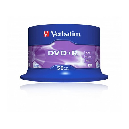 Verbatim DVD+R 16X 4.7GB 50 Pack Spindle Matt Silver
