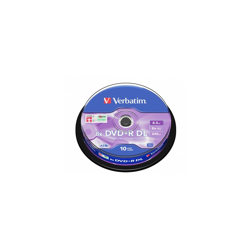 Verbatim DVD+R Double Layer 8.5GB 8X Matt Silver 10 Pack Spindle