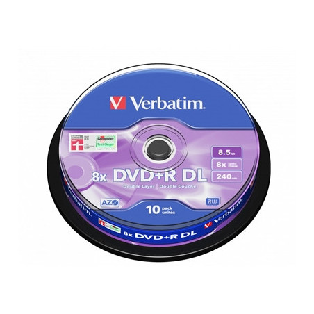Verbatim DVD+R Double Layer 8.5GB 8X Matt Silver 10 Pack Spindle
