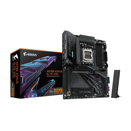 Gigabyte X870E AORUS ELITE X3D AMD AM5 Socket Motherboard  ATX  4x DDR5 Slots  4x M.2 Sockets  Fitted I/O Shield  5GbE LAN  Wi-F