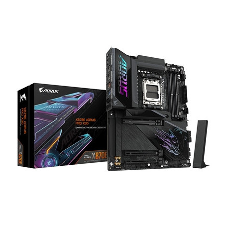Gigabyte X870E AORUS PRO X3D AMD AM5 Socket Motherboard  ATX  4x DDR5 Slots  4x M.2 Sockets  Fitted I/O Shield  5GbE LAN  Wi-Fi 