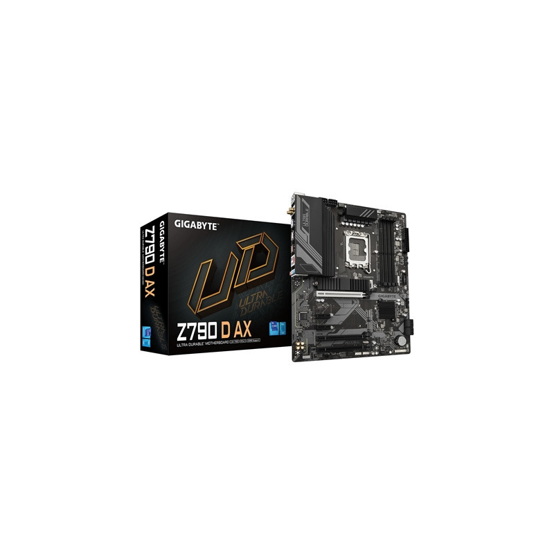 Gigabyte Z790 D AX Ultra Durable Intel 1700 Socket Motherboard  ATX  4x DDR5 Slots  3x M.2 Sockets  2.5GbE LAN  Wi-Fi 6E  1x Dis
