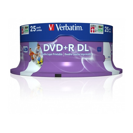 Verbatim DVD+R Double Layer 8.5GB 8X Wide Printable 25 Pack Spindle No ID