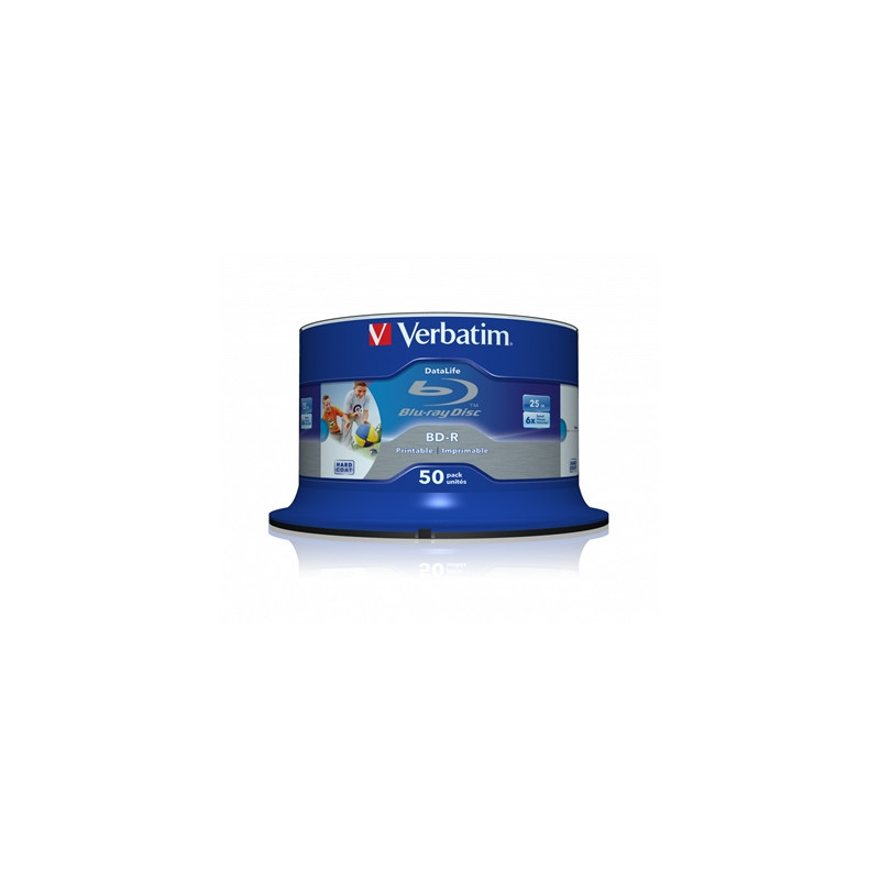 Verbatim BD-R SL Datalife 25GB 6X 50 Pack Spindle Wide Printable No ID