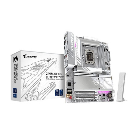 Gigabyte Z890 AORUS ELITE WIFI7 ICE Intel 1851 Socket Motherboard  ATX  4x DDR5 Slots  4x M.2 Sockets  Fitted I/O Shield  2.5GbE