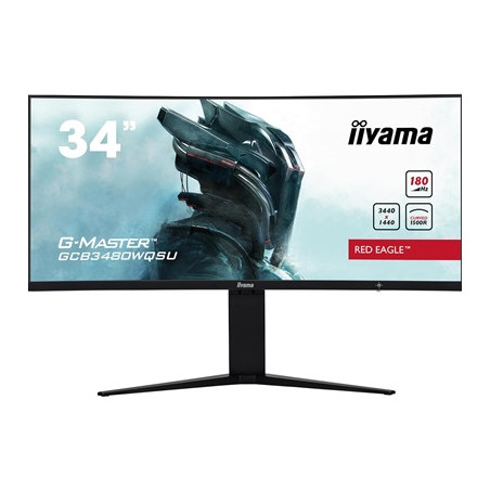 iiyama G-Master GCB3480WQSU-B1 34 Inch Red Eagle Ultra Wide Curved Gaming Monitor  Black  3440x1440  0.4ms  180hz  FreeSync  HDM