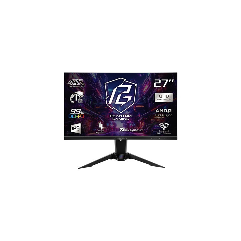 ASRock Phantom Gaming PG27QFW2A 27 Inch QHD (2560 x 1440) IPS Gaming Monitor  400Hz 1ms (MPRT) Response Time  2 x HDMI 2.0  1 x 