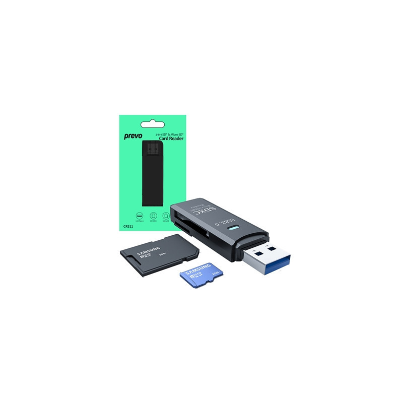 Prevo CR311 USB 3.0 Card Reader  High-speed Memory Card Adapter Supports SD/Micro SD/TF/SDHC/SDXC/MMC  Compatible with Windows  