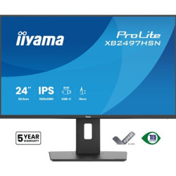 iiyama XB2497HSN-B1 24“ IPS LCD USB-C Dock Display with 65W Charging  4ms (1ms MPRT  Full HD 1920x1080  350 cd/m2 Brightness  RJ
