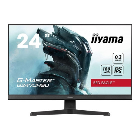 iiyama G-Master Red Eagle 24 Inch Gaming Monitor G2470HSU-B6  Full HD  180Hz  0.2ms  FreeSync  HDMI  Display Port  USB Hub  Spea