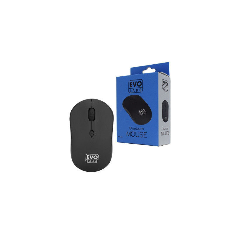 Evo Labs BTM-001 Bluetooth Mouse  800 DPI Optical Tracking  Full Size  3 Button with Scroll Wheel  Ambidextrous Design  Matte Bl