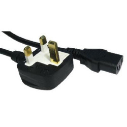 1.8m UK 3 Pin Plug To IEC C13 (Kettle) 5 Amp Fuse Mains Extension Cable - Black