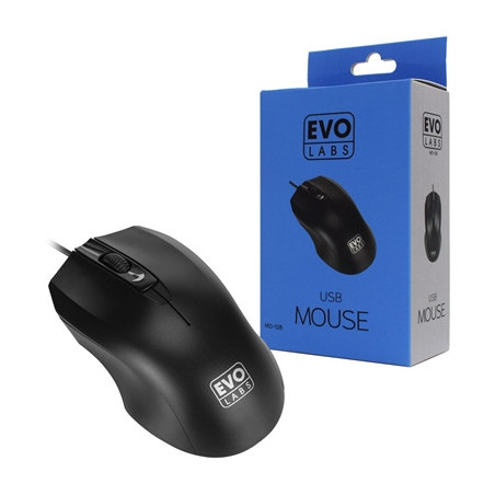 Evo Labs MO-128 Wired USB Plug and Play Mouse  800 DPI Optical Tracking  3 Button with Scroll Wheel   Ambidextrous Design  Matte