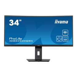 iiyama Prolite XCB3494WQSN-B5 34 inch Curved Monitor  USB-C Dock  RJ45 (LAN)  KVM Switch  UWQHD  0.4ms  HDMI  DisplayPort  USB-H