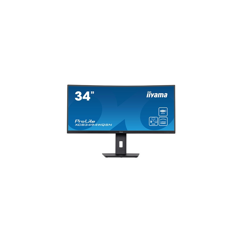 iiyama Prolite XCB3494WQSN-B5 34 inch Curved Monitor  USB-C Dock  RJ45 (LAN)  KVM Switch  UWQHD  0.4ms  HDMI  DisplayPort  USB-H