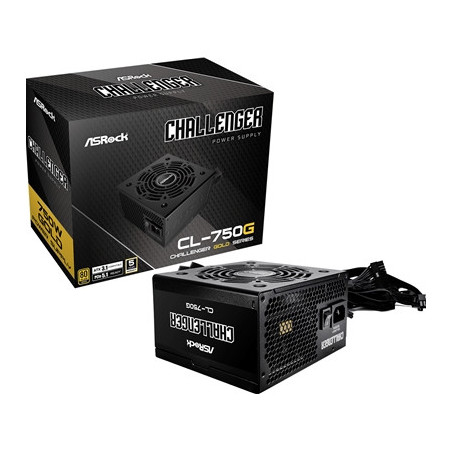 ASRock CL-750G 750W ATX Power Supply Unit  80 PLUS GOLD Certified  120mm Golf-Blade Fan  High Efficiency PSU