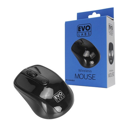Evo Labs MO-234WBLK Wireless Mouse  2.4GHz with USB Mini Receiver  800 DPI Optical Tracking  Ambidextrous Design for PC / Mac / 