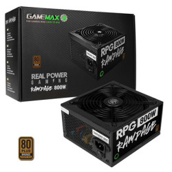 GAMEMAX RPG Rampage 800W PSU  140mm Ultra Silent Fan  80 PLUS Bronze  Non Modular  Flat Black Cables  Japanese TK Main Capacitor