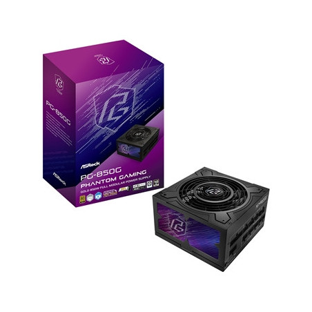 ASRock Phantom Gaming PG-850G 850W ATX Power Supply Unit  80 Plus Gold Certified  135mm Fluid Dynamic Bearing Fan  High Efficien