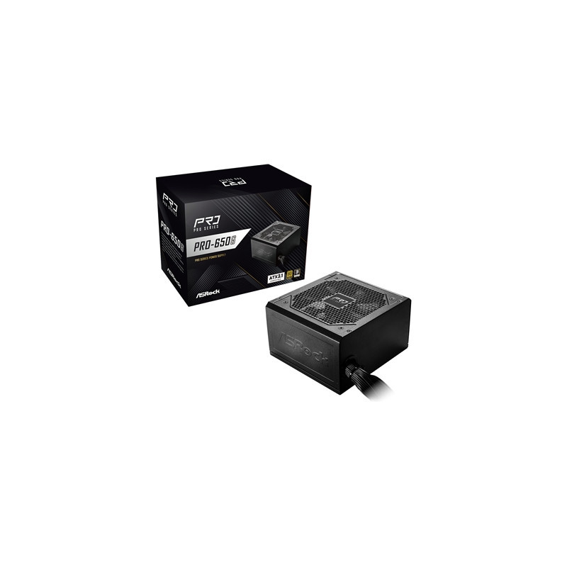 ASRock PRO-650G 650W ATX Power Supply Unit  80 Plus Gold Certified  120mm Silent Cooling Fan  High Efficiency PSU