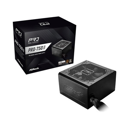 ASRock PRO-750B 750W ATX Power Supply Unit  80 Plus Bronze Certified  120mm Silent Cooling Fan  High Efficiency PSU
