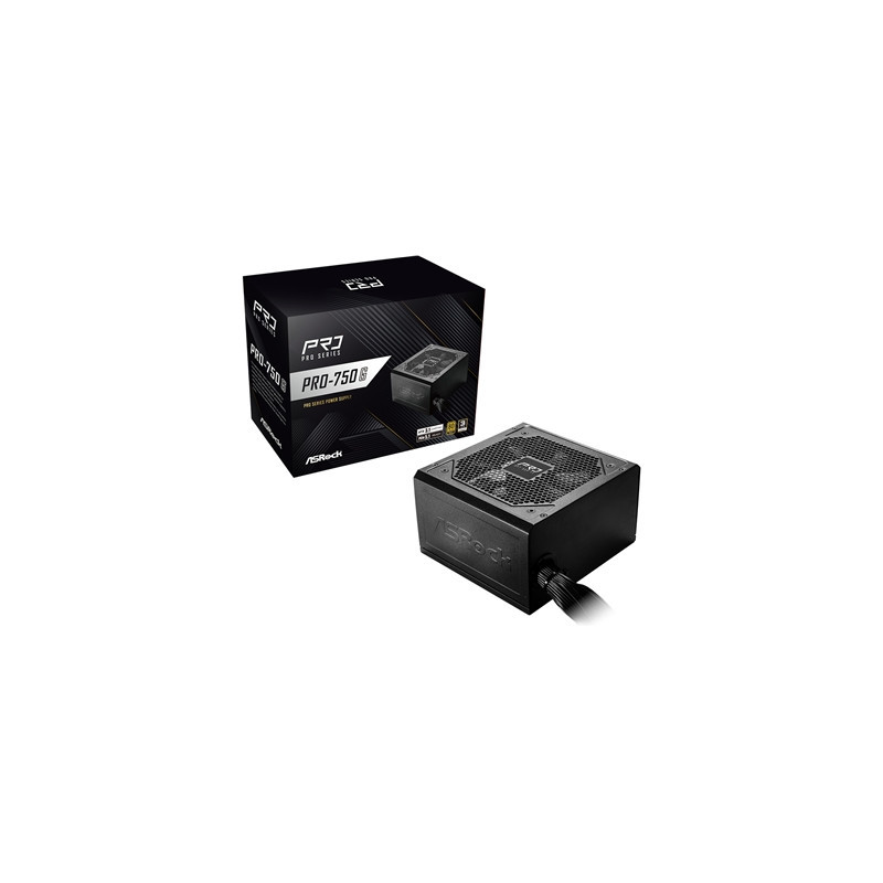 ASRock PRO-750G 750W ATX Power Supply Unit  80 Plus Gold Certified  120mm Silent Cooling Fan  High Efficiency PSU