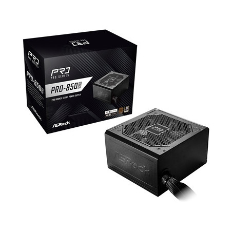 ASRock PRO-850B 850W ATX Power Supply Unit  80 Plus Bronze Certified  120mm Silent Cooling Fan  High Efficiency PSU