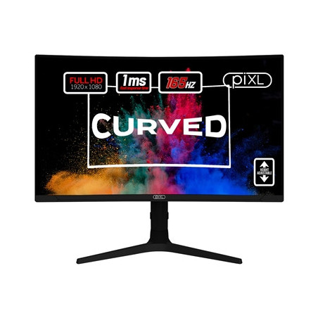 piXL CM27C7 27 Inch Curved Monitor  165Hz  1ms  Frameless  Freesync / G-Sync  Full HD  HDMI  Display Port  USB  Black with RGB L