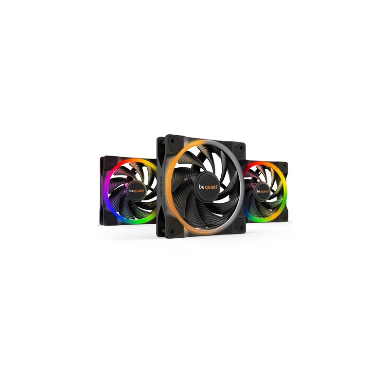 be quiet! Light Wings PWM High Speed Addressable RGB Fan Pack  120mm  2500RPM  4-Pin PWM Fan & 3-Pin ARGB Connectors  Black Fram