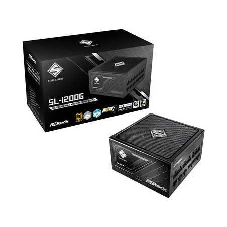 ASRock Steel Legend SL-1000G 1000W ATX Power Supply Unit  80 Plus Gold Certified  120mm Silent Cooling Fan  High Efficiency PSU