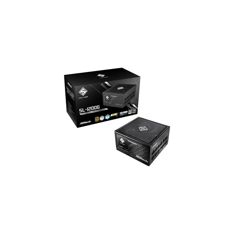 ASRock SL-1200G 1200W ATX Power Supply Unit  80 PLUS GOLD Certified  135mm Striped Axial FDB Fan  High Efficiency PSU
