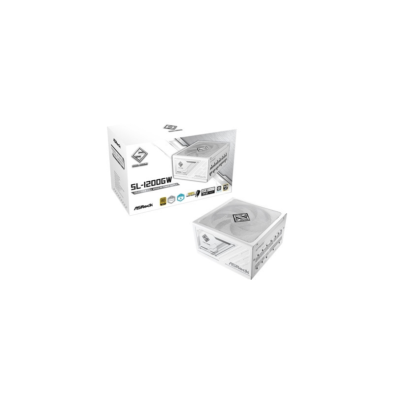 ASRock SL-1200GW 1200W ATX Power Supply Unit  80 PLUS GOLD Certified  135mm Striped Axial FDB Fan  High Efficiency PSU