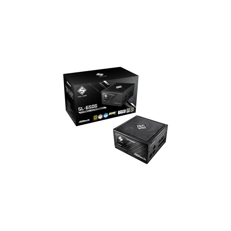ASRock Steel Legend SL-650G 650W ATX Power Supply Unit  80 Plus Gold Certified  120mm Silent Cooling Fan  High Efficiency PSU
