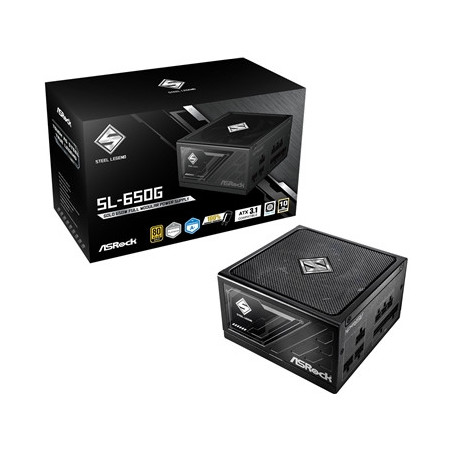 ASRock Steel Legend SL-650G 650W ATX Power Supply Unit  80 Plus Gold Certified  120mm Silent Cooling Fan  High Efficiency PSU