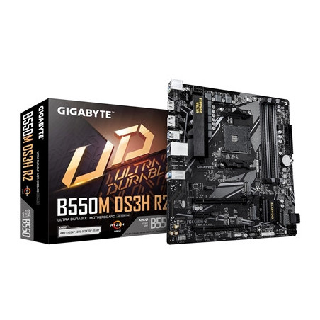 Gigabyte B550M DS3H R2 AMD AM4 Socket Motherboard  Micro-ATX  4x DDR4 Slots  2x M.2 Sockets  GbE LAN  1x DisplayPort / 1x HDMI P
