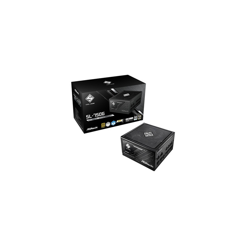 ASRock Steel Legend SL-750G 750W ATX Power Supply Unit  80 Plus Gold Certified  120mm Silent Cooling Fan  High Efficiency PSU