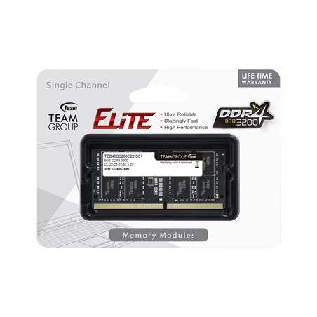 Team Elite TED48G3200C22-S01 8GB (1x 8GB) SODIMM System Memory  3200MHz  DDR4  CL22