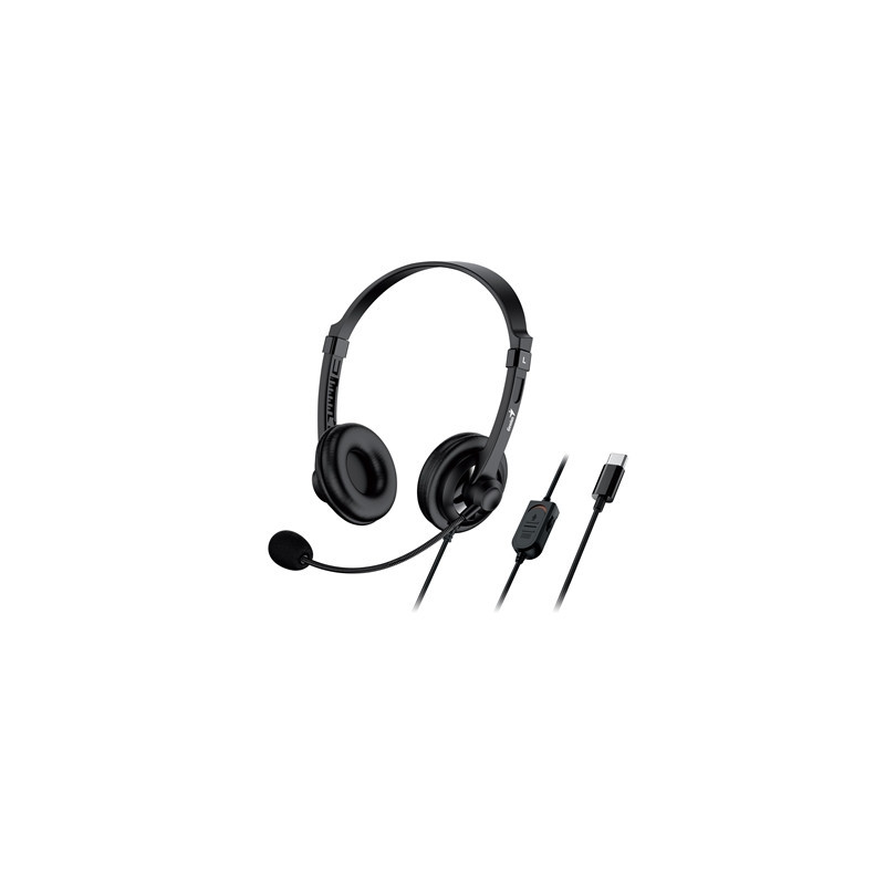 Genius HS-230U Headset with Mic  USB-C Connection  Plug and Play  Adjustable Headband and microphone with In-line Volume Control