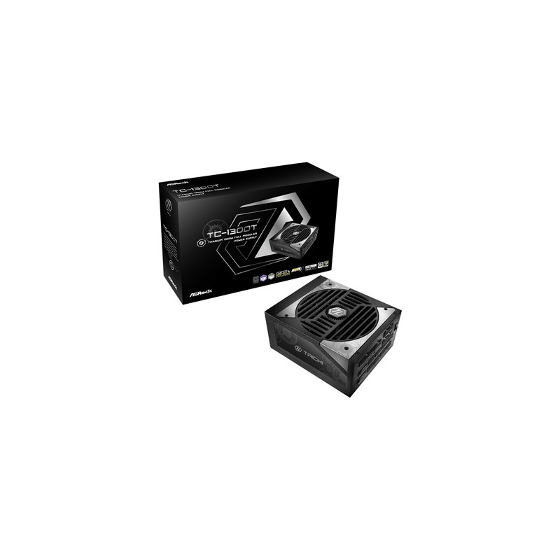 ASRock TC-1300T 1300W ATX  Power Supply Unit  80 PLUS TITANIUM Certified. 135mm Striped Axial FDB Fan  High Efficiency PSU