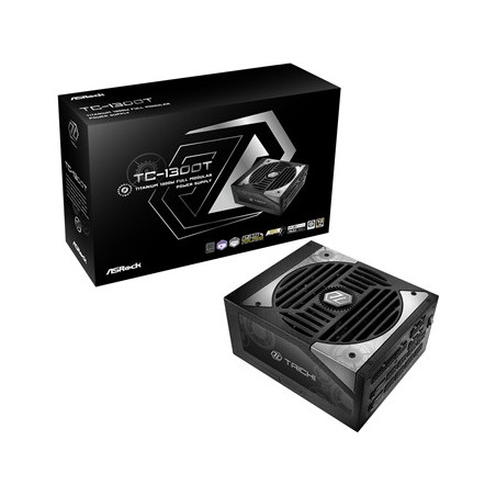 ASRock TC-1300T 1300W ATX  Power Supply Unit  80 PLUS TITANIUM Certified. 135mm Striped Axial FDB Fan  High Efficiency PSU