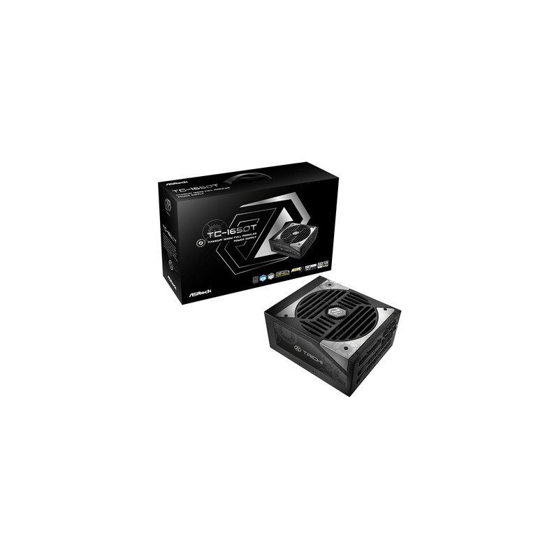ASRock TC-1650T  1600W ATX Power Supply Unit  80 PLUS TITANIUM Certified. 135mm Striped Axial FDB Fan  High Efficiency PSU